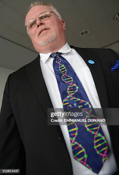 Kirk Bloodsworth, the first US citizen sentenced to death row who was exonerated by DNA fingerprinting, speaks while meeting with French Foreign...