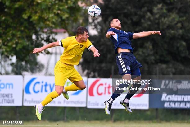 Jean RUIZ of Pau and Zan VIPOTNIK of Bordeaux during the friendly match between Girondins de Bordeaux and Pau FC on July 12, 2023 in La...