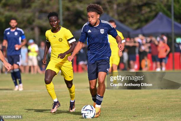 Lenny PIRRINGUEL of Bordeaux during the friendly match between Girondins de Bordeaux and Pau FC on July 12, 2023 in La Teste-de-Buch, France.