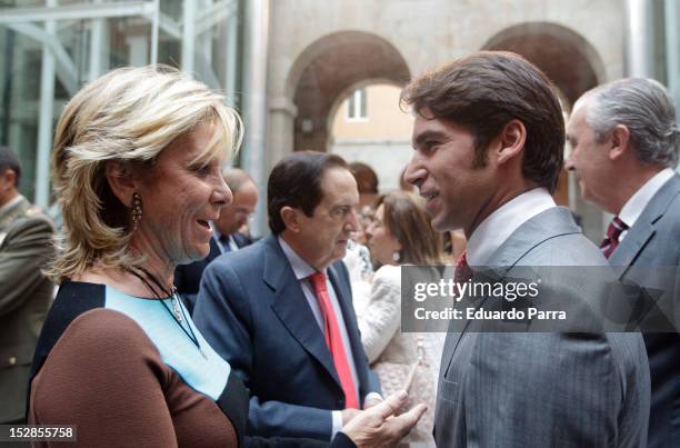 Cayetano Rivera and Esperanza Aguirre attend Ignacio Gonzalez's appointment as the head of Madrid's regional government on September 27, 2012 in...