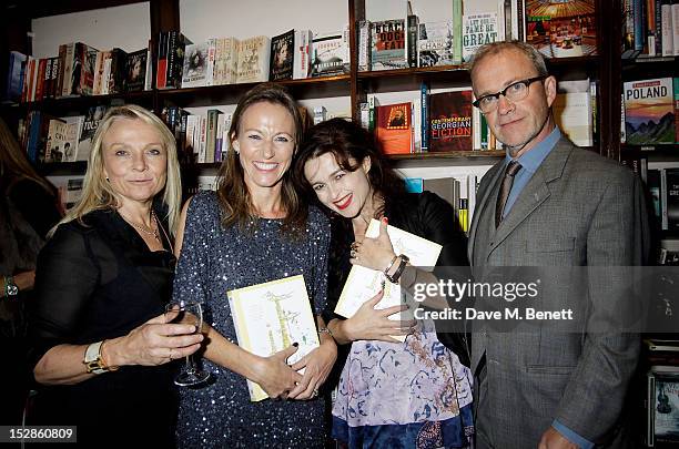 Helen Fielding, Allie Esiri, Helena Bonham Carter and Harry Enfield attend the launch of 'iF: A Treasury of Poems for Almost Every Possibility' at...