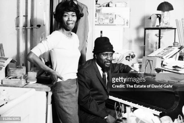 Jazz musician and composer Thelonious Monk and his wife Nellie Monk pose for a portrait at home in November, 1963 in New York City, New York.