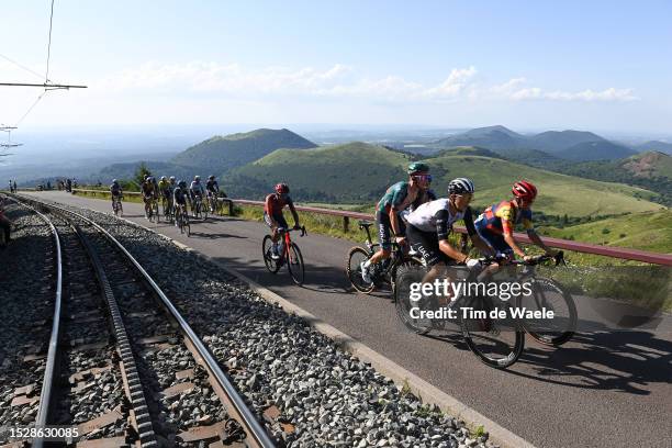 Bob Jungels of Luxembourg and Team BORA-Hansgrohe, Marc Soler of Spain and UAE Team Emirates and Juan Pedro Lopez of Spain and Team Lidl-Trek compete...