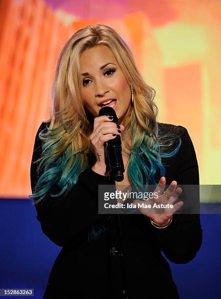 Demi Lovato is interviewed and performs on KATIE, distributed by Disney-Walt Disney Television via Getty Images Domestic Television, airing Monday,...