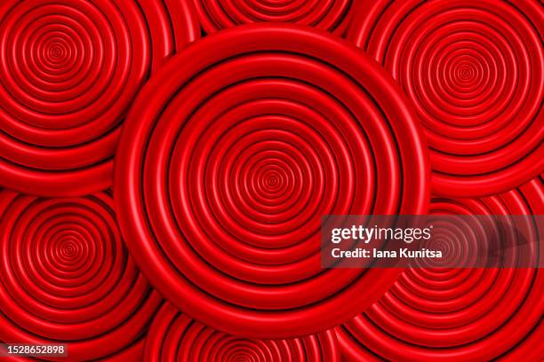 glossy bright red spirals shape background. futuristic abstract 3d pattern. - maroon swirl stock pictures, royalty-free photos & images