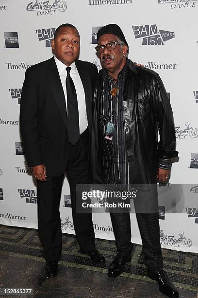 Wynton Marsalis and Garth Fagan attend the BAM 30th Next Wave gala at Lepercq Space at BAM in Brooklyn on September 27, 2012 in New York City.