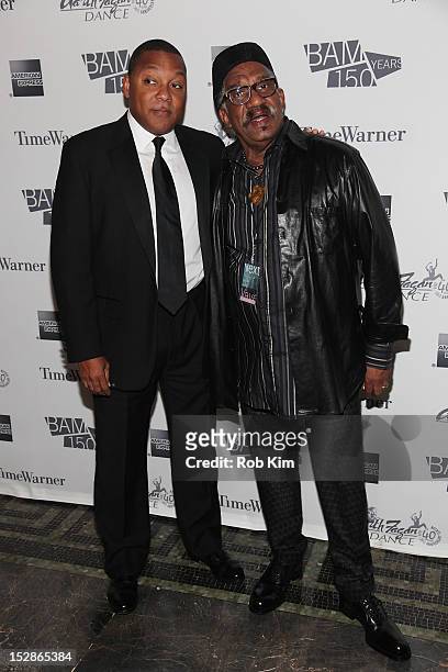 Wynton Marsalis and Garth Fagan attend the BAM 30th Next Wave gala at Lepercq Space at BAM in Brooklyn on September 27, 2012 in New York City.