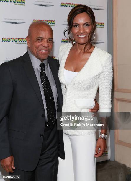 Berry Gordy and Eskedar Gobeze attend "Motown The Musical" Broadway Spring Launch Event at Nederlander Theatre on September 27, 2012 in New York City.