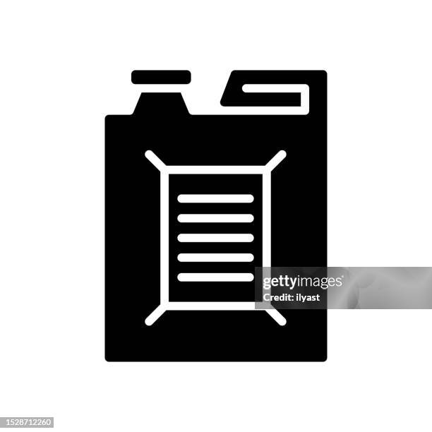 jerry can black line & fill vector icon - motor oil bottle stock illustrations