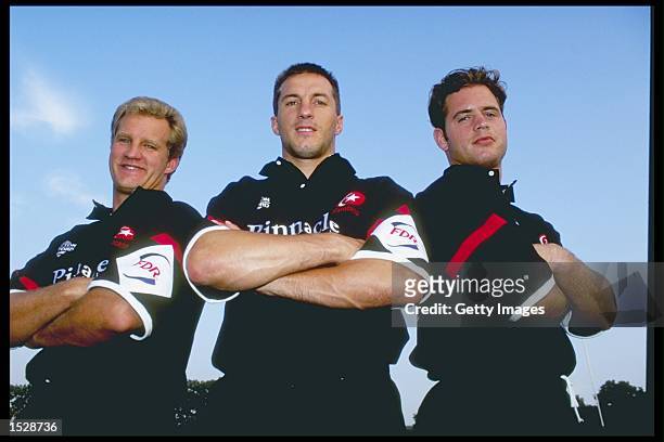 Portraits of Michael Lynagh, Phillipe Sella and Keiran Bracken the new signings for Saracens taken during the Saracens photocall in Lonodn. Mandatory...