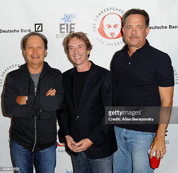 Actors Billy Crystal, Martin Short and Tom Hanks attend the Shakespeare Center of Los Angeles' 22nd annual "Simply Shakespeare" reading of "A...