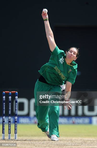 Susan Benade of South Africa bowls during the ICC Women's World Twenty20 Group B match between New Zealand and South Africa at Galle International...