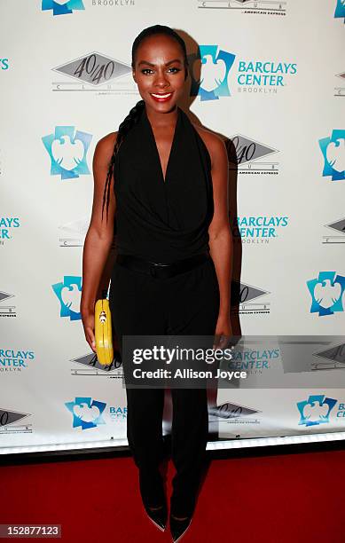 Tika Sumpter attends the grand opening of the 40/40 Club at Barclays Center on September 27, 2012 in the Brooklyn borough of New York City.