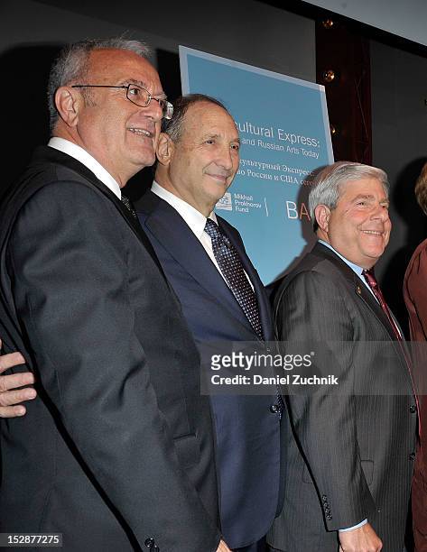Joseph V. Melillo, Bruce Ratner and Marty Markowitz attend the BAM 30th Next Wave Gala at the Brooklyn Academy of Music on September 27, 2012 in the...