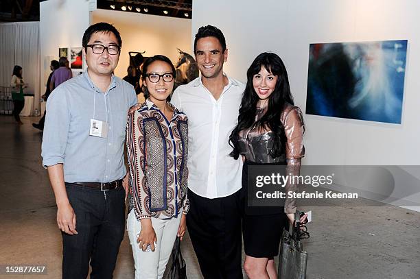 Eric Kim, Esther Kim Varet, Issac Joseph and Veronica Fernandez attend Art Platform LA at Barker Hangar on September 27, 2012 in Santa Monica,...