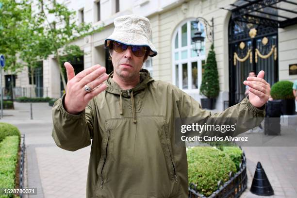 Singer Liam Gallagher is seen leaving the Ritz Hotel after his concert yesterday in Madrid at the Mad Cool 2023 Festival, on July 09, 2023 in Madrid,...