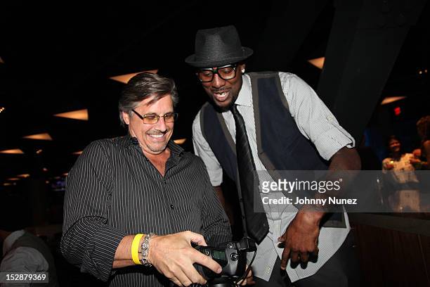 Kevin Mazur and Andray Blatche attend the grand opening of the 40/40 Club at Barclays Center on September 27, 2012 in the Brooklyn borough of New...