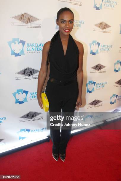 Tika Sumpter attends the grand opening of the 40/40 Club at Barclays Center on September 27, 2012 in the Brooklyn borough of New York City.