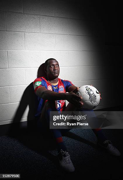 Emile Heskey of the Newcastle Jets poses at Energy Australia Stadium on September 28, 2012 in Newcastle, Australia.