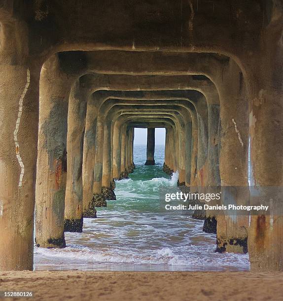 manhattan beach pier - manhattan beach stock pictures, royalty-free photos & images