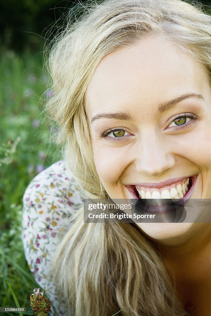 Close up of smiling womans face