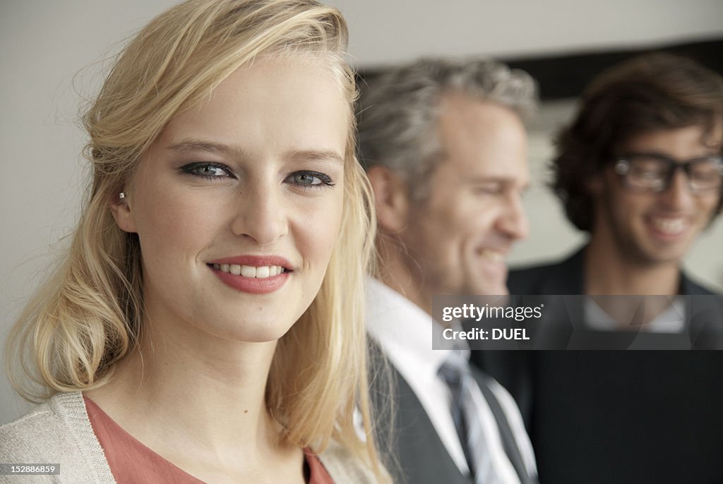 Businesswoman smiling in office