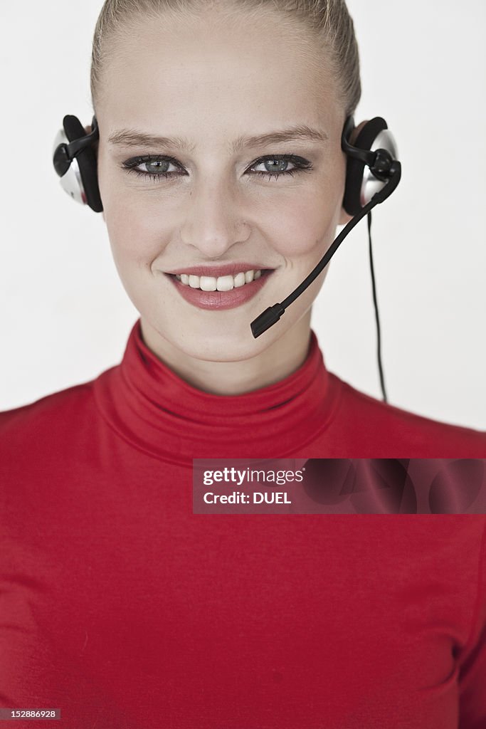 Businesswoman wearing headset