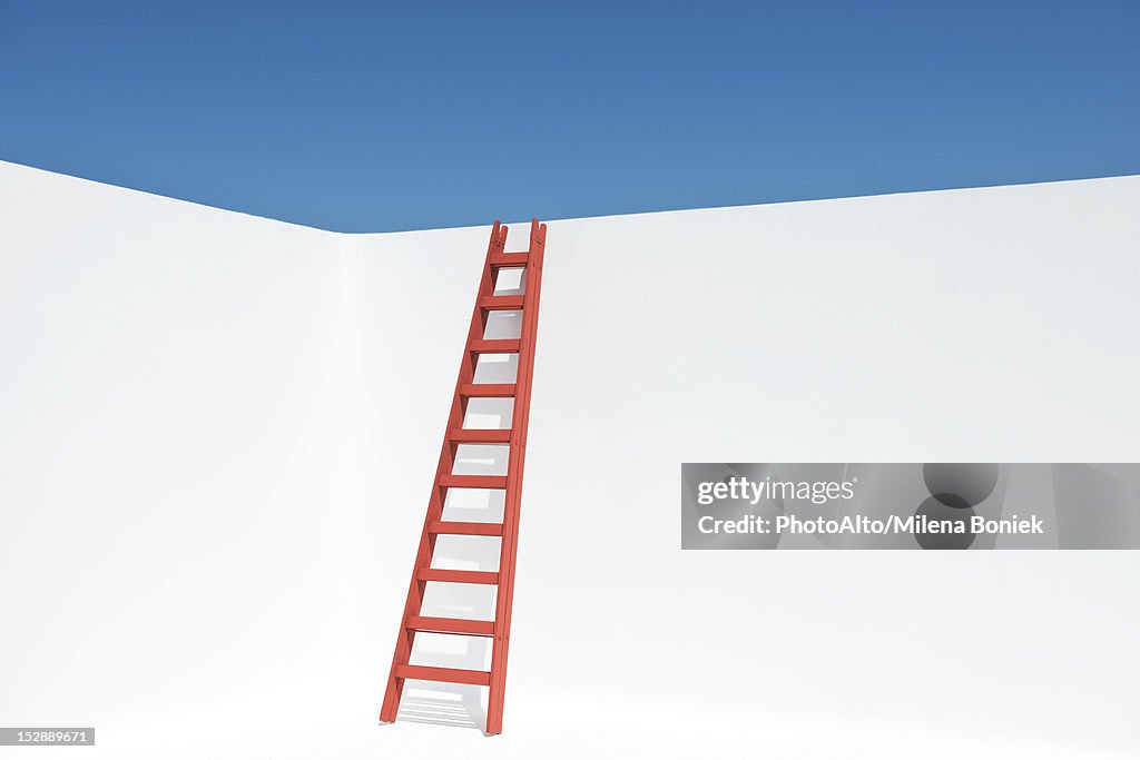 Ladder leaning against wall