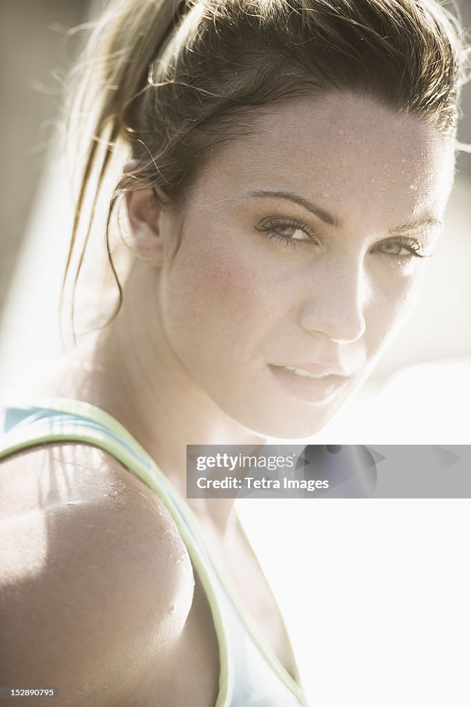 USA, New Jersey, Jersey City, Portrait of athletic woman