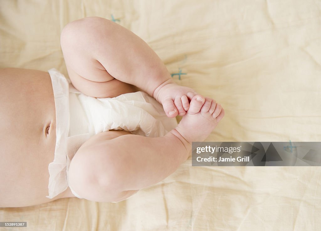 USA, New Jersey, Jersey City, Close-up view of baby boy's feet (2-5 months)