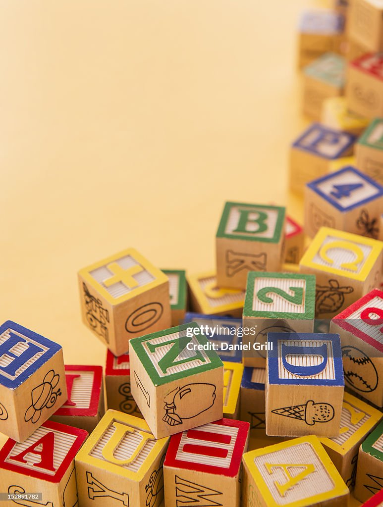 Colorful blocks with alphabet letters