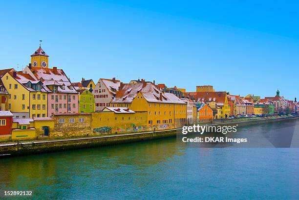 germany, bavaria, regensburg, view of city at winter - regensburg stock pictures, royalty-free photos & images
