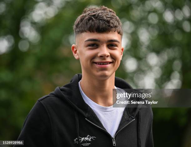 Lewis Miley arrives for the Newcastle United Training Session at the Newcastle United Training Centre on July 09, 2023 in Newcastle upon Tyne,...