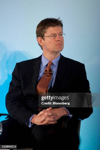 Greg Clark, U.K. Financial secretary to the Treasury, pauses during a news conference at the Mansion House, in London, U.K., on Friday, Sept. 28,...