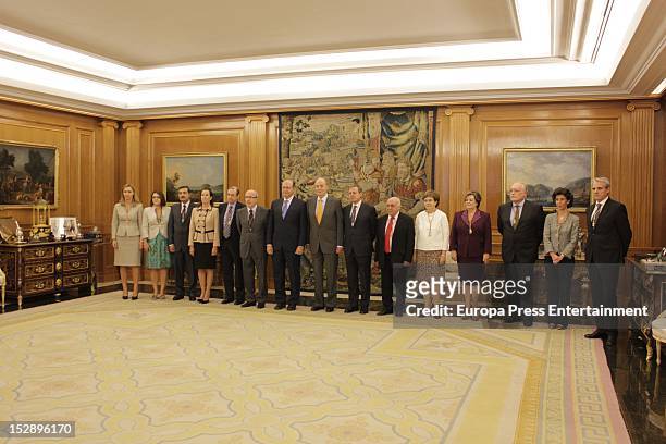 King Juan Carlos attends an audience to Court of Auditors at Zarzuela Palace on September 27, 2012 in Madrid, Spain.