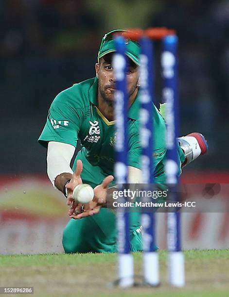 Duminy of South Africa catches Yasir Arafat of Pakistan during the ICC World Twenty20 2012 Super Eights Group 2 match between Pakistan and South...