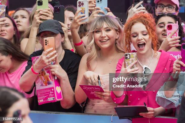 Fans gather for the European premiere of 'Barbie' at the Cineworld Leicester Square in London, United Kingdom on July 12, 2023.