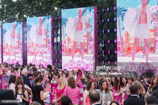 Fans gather for the European premiere of 'Barbie' at the Cineworld Leicester Square in London, United Kingdom on July 12, 2023.