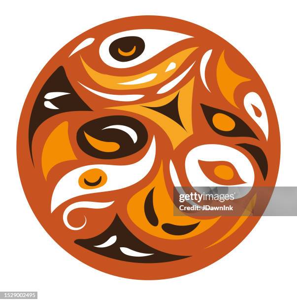 native american circle pattern design on white background - national day for truth and reconciliation stock illustrations
