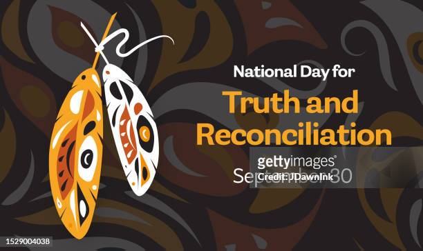 national day for truth and reconciliation banner design poster with pattern and feathers - respect stock illustrations