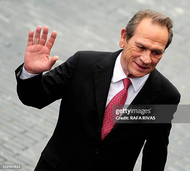 Actor Tommy Lee Jones poses after the screening of his film "Hope Springs", during the 60th San Sebastian International Film Festival, on September...