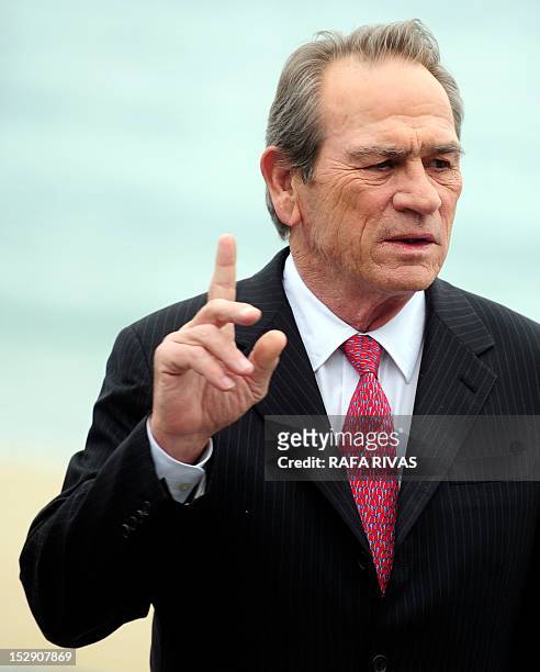 Actor Tommy Lee Jones poses after the screening of his film "Hope Springs", during the 60th San Sebastian International Film Festival, on September...