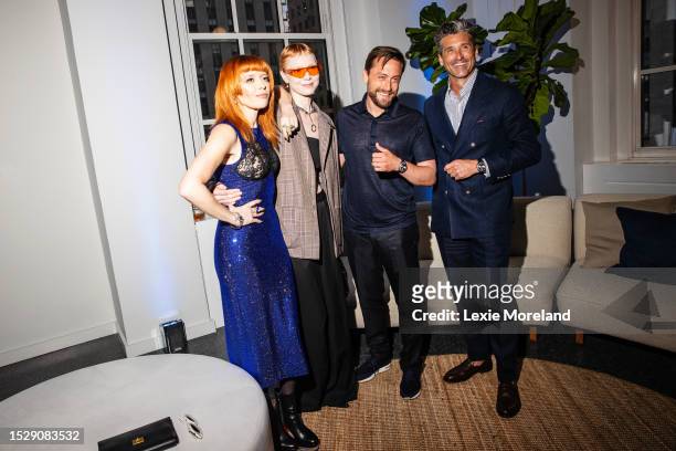 Natasha Lyonne, a guest, Kieran Culkin and Patrick Dempsey at the TAG Heuer 5th Avenue Flagship Grand Opening Celebration on July 12, 2023 in New...