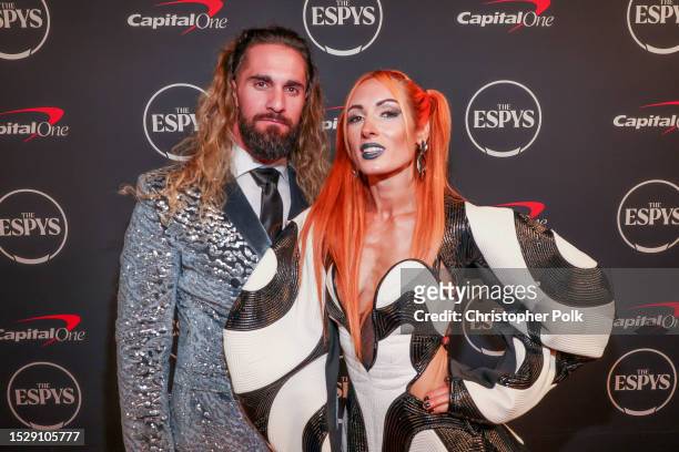 Seth Rollins and Becky Lynch at The 2023 ESPYS held at Dolby Theatre on July 12, 2023 in Los Angeles, California.