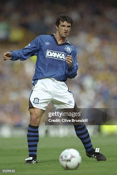 Gary Speed of Everton in action during the FA Carling Premiership match between Everton and Middlesbrough at Goodison Park in Liverpool. Mandatory...