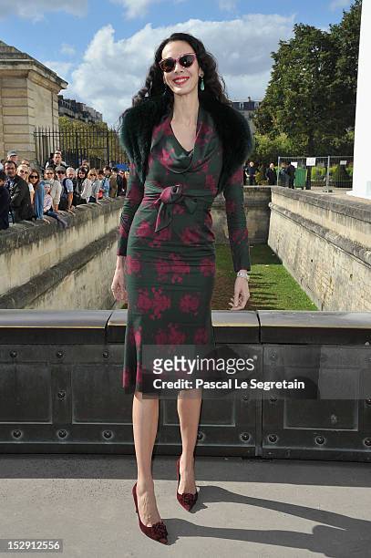 Lauren Scott arrives at the Christian Dior Spring / Summer 2013 show as part of Paris Fashion Week on September 28, 2012 in Paris, France.