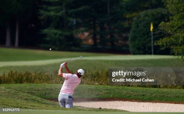 Nicholas Thompson hits his second shot on the ninth hole during the second round of the Chiquita Classic held at The Club at Longview on September...