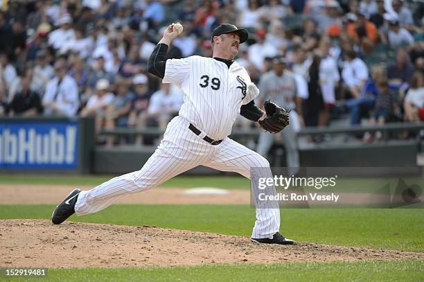 Brett Myers of the Chicago White Sox pitches against the Detroit Tigers on September 17, 2012 at U.S. Cellular Field in Chicago, Illinois. The White...