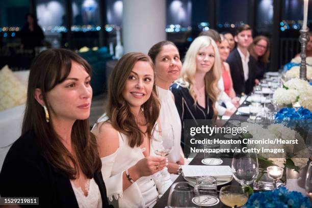 Beth Zdeblick, Lexi Sakowitz, Nellie Connally and Kimberly Scheele at a dinner party at Kirby Collection Sky View Lounge, Thursday, Oct. 4 in Houston.