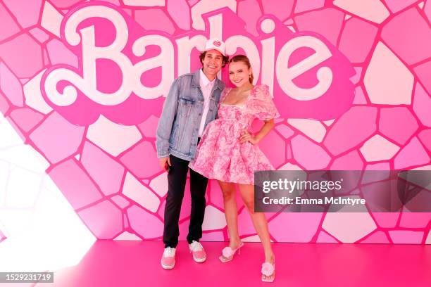 David Dobrik and Ester Dobrik attend the World Premiere of "Barbie" at Shrine Auditorium and Expo Hall on July 09, 2023 in Los Angeles, California.